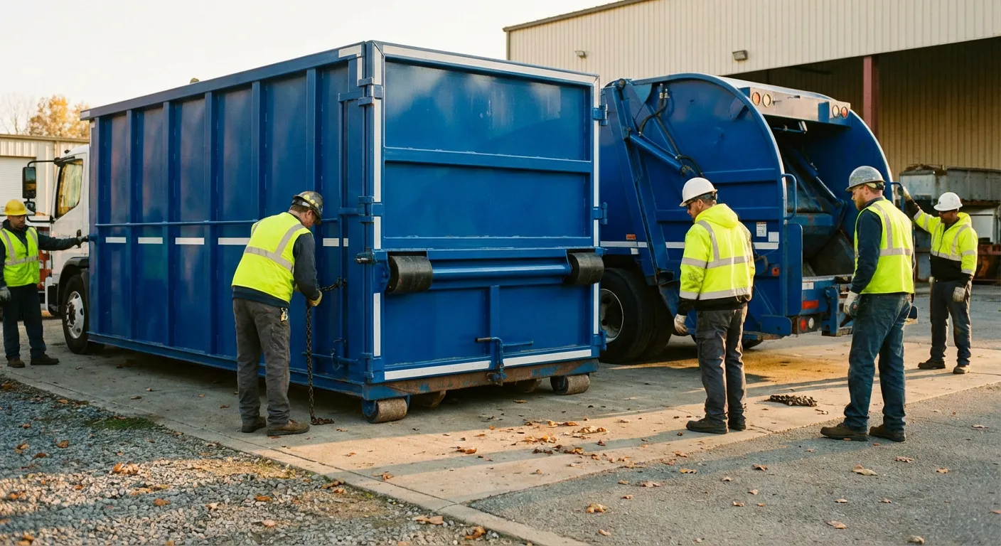 Roll-off dumpster loaded with construction debris in Laredo, TX