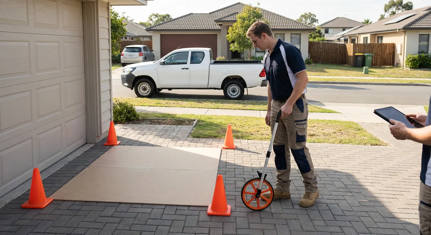 Site assessment for dumpster placement showing clearance requirements in Laredo, TX