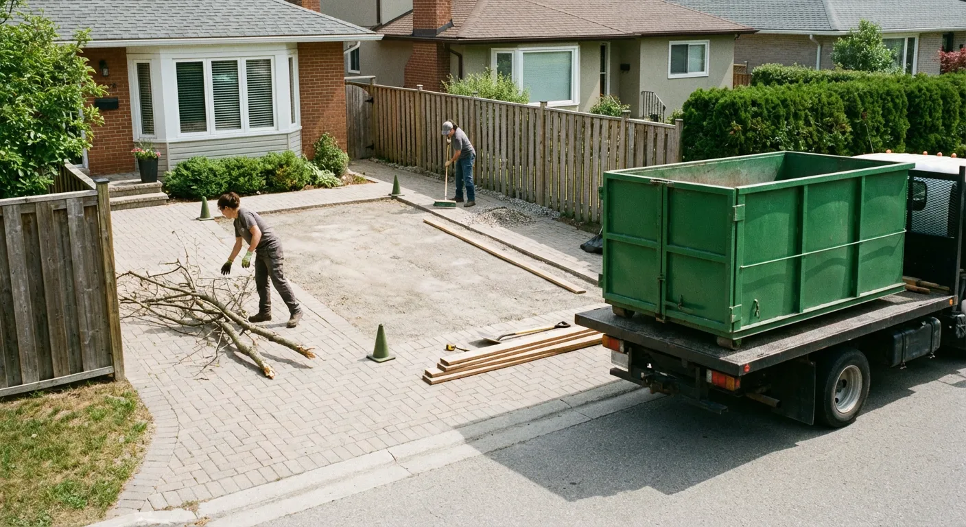 Preparing site for 10-yard dumpster delivery in Laredo, TX