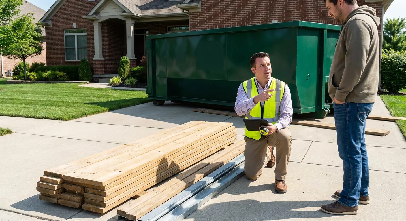 Dumpster rental delivery truck in Laredo