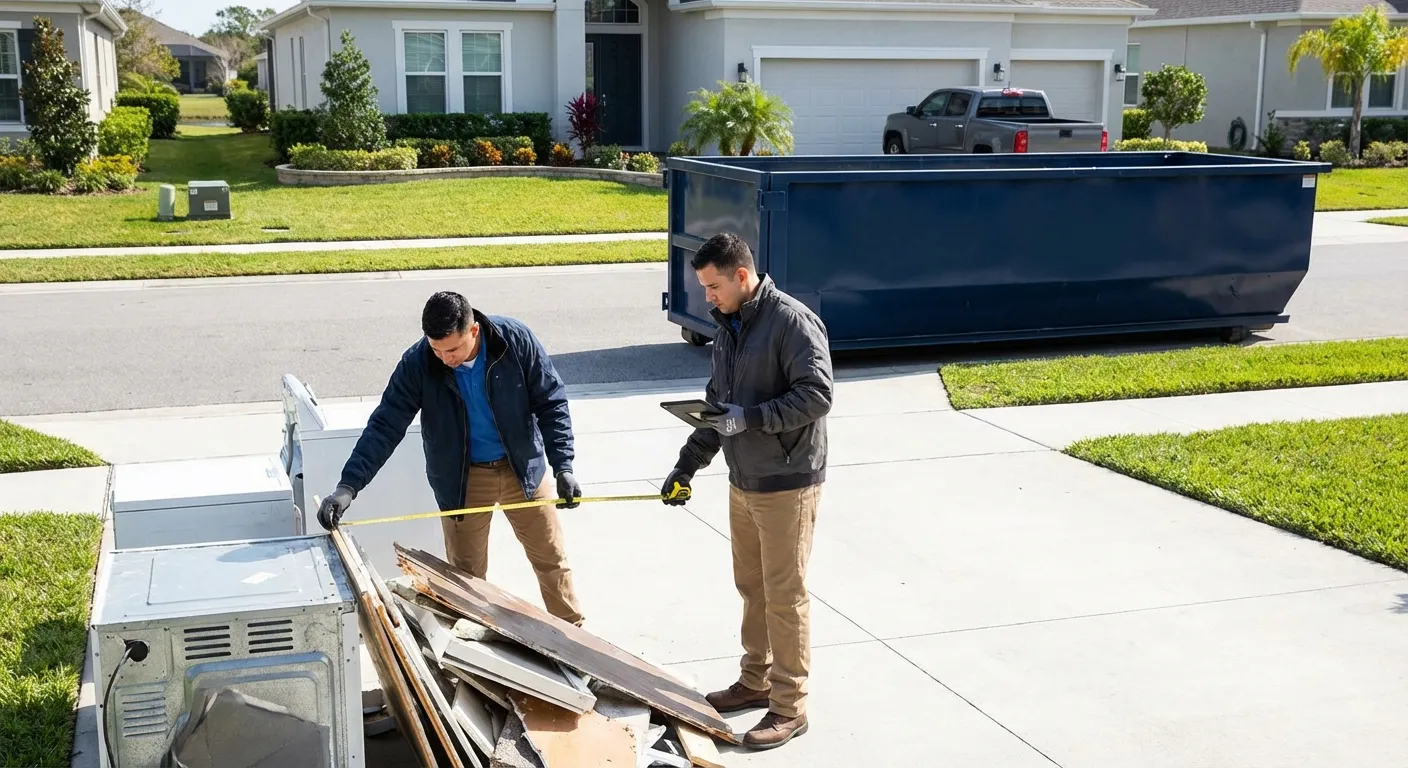 Concrete dumpster rental delivery truck in Laredo, TX
